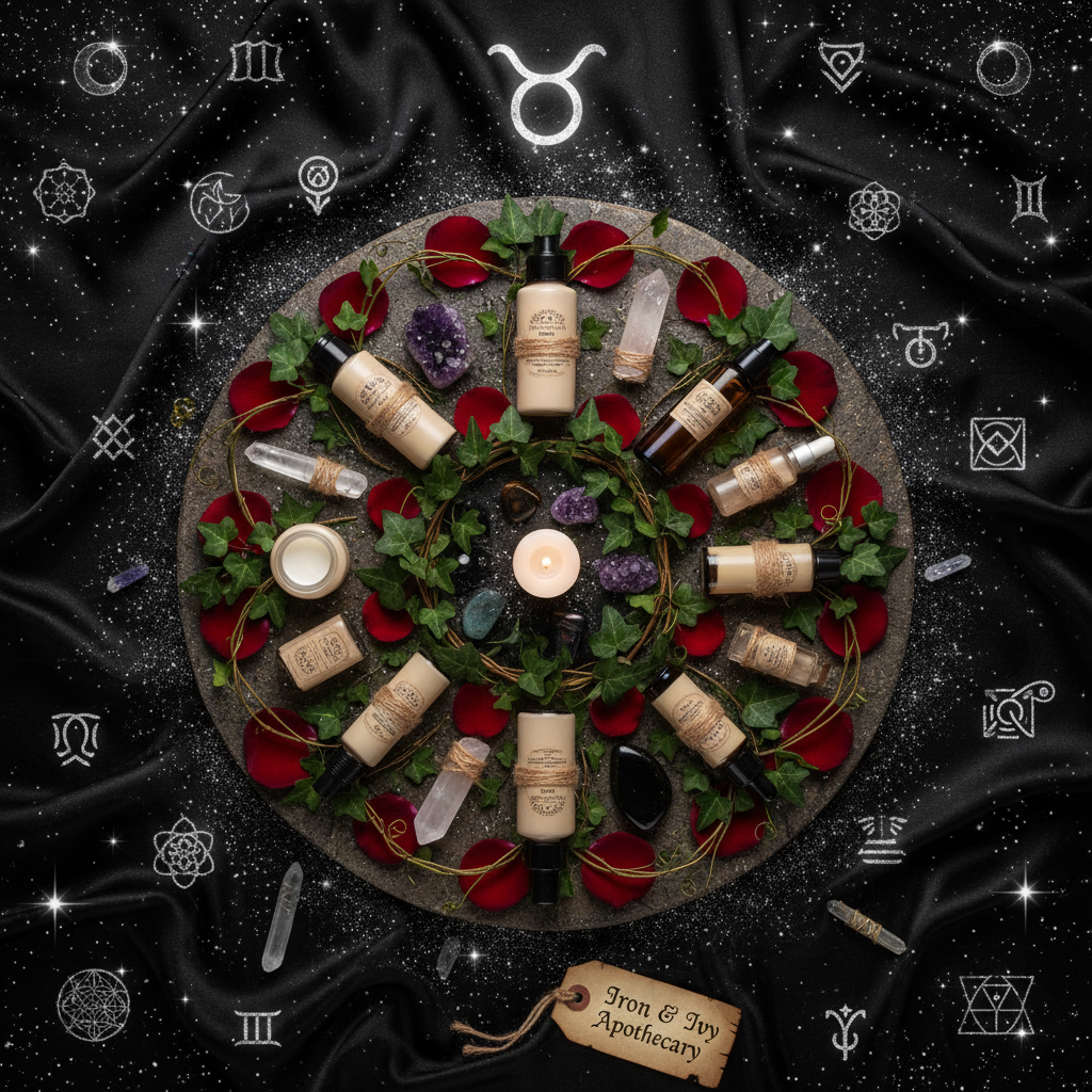 AMVital Advanced Even-Tone Routine – Overhead Mandala Flat-Lay – Enchanted Apothecary