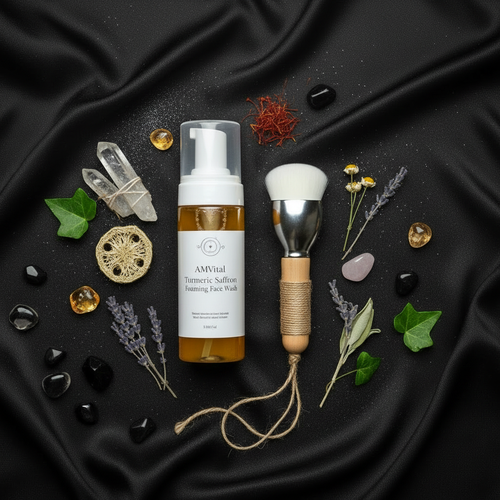 AMVital Turmeric Saffron Foaming Face Wash + Cleansing Brush – Iron & Ivy Apothecary