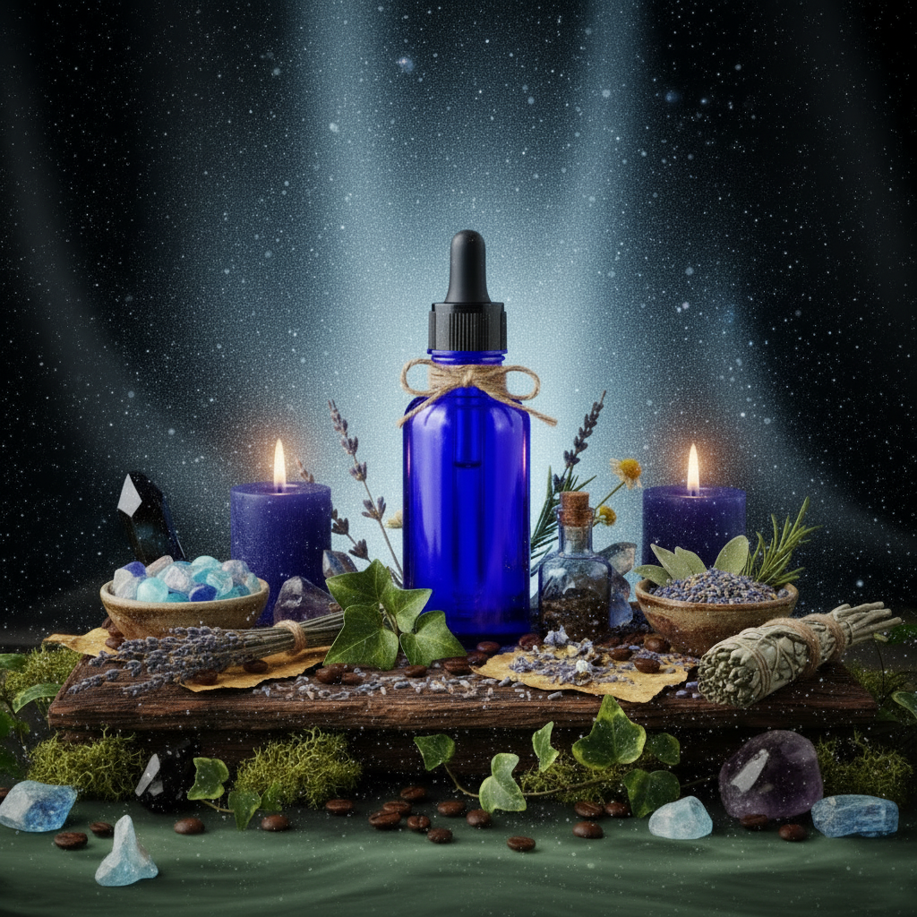 Blue Balance Face Serum – Old Apothecary Altar – Iron & Ivy Apothecary