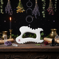 Horizontal white ceramic gua sha board with integrated handle