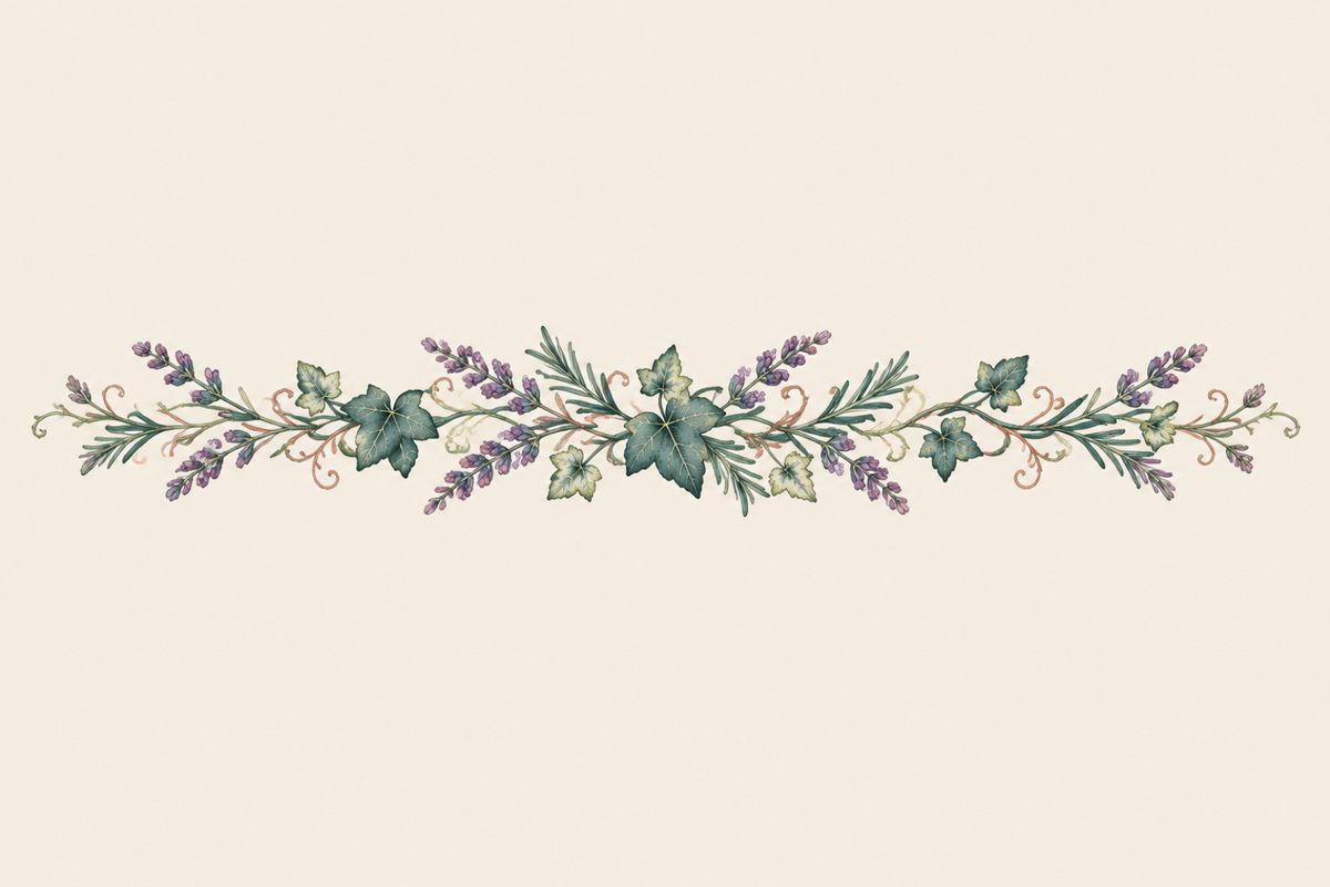 Lavender, rosemary, and ivy divider illustration